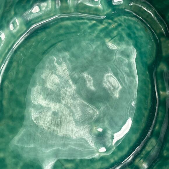 McCoy Pottery Oval Planter Green Bamboo Leaf USA Vintage Mid Century Signed 12” - Picture 8 of 13